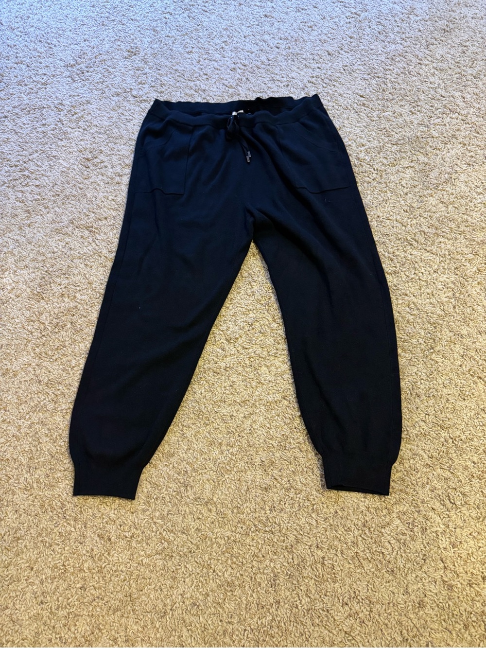 NWT Chico's Black Knit Jogger Pants with Drawstring Waist